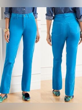 TALBOTS Plus Aqua Velveteen Straight Leg Pant! 🩵